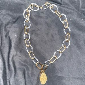 Matte Two Tone Chain Link necklace with  Toggle clasp